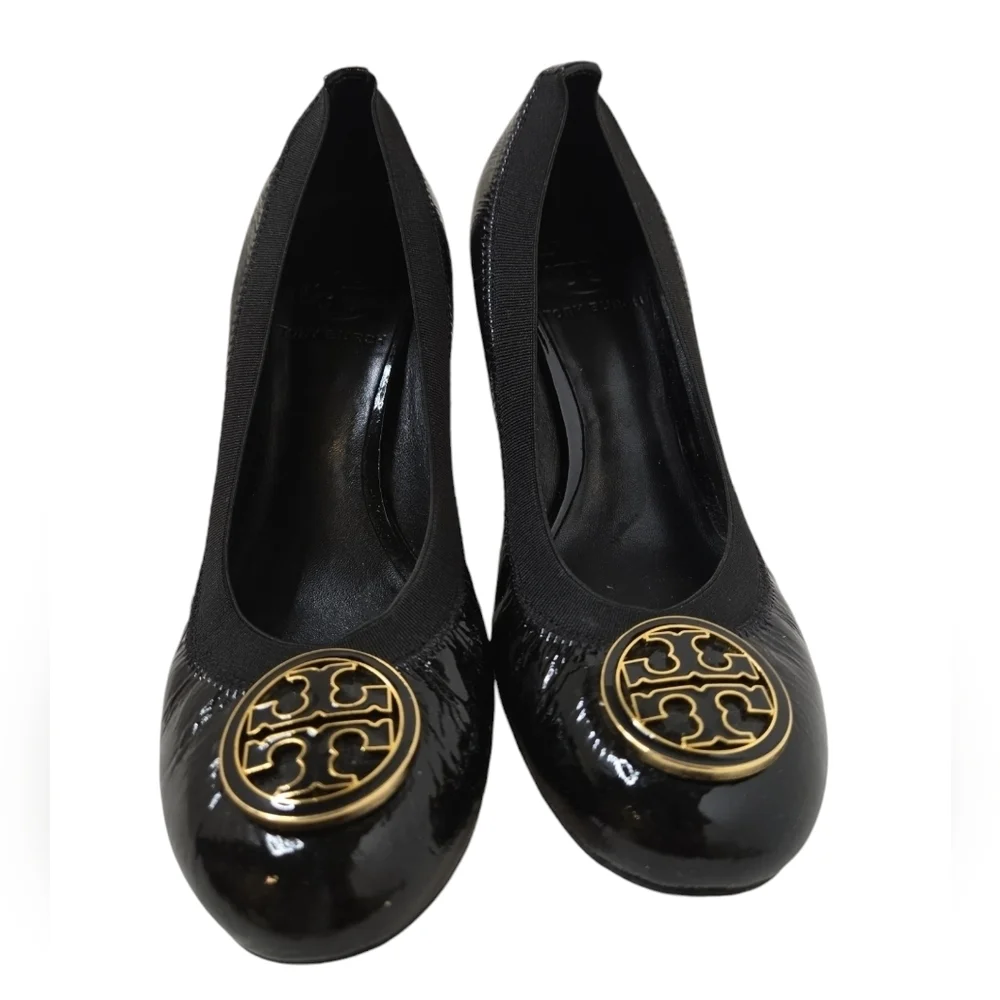 Tory Burch Heels Shoes Black Leather Size 6M Close Toe
